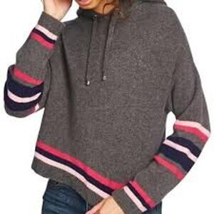 Court & Rowe Wool/Alpaca Pullover Hoodie Long Sleeve Stripe Gray Small NEW